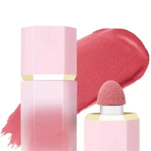 Pink air cushion mushroom head liquid blush with built-in sponge applicator and natural rosy shade.