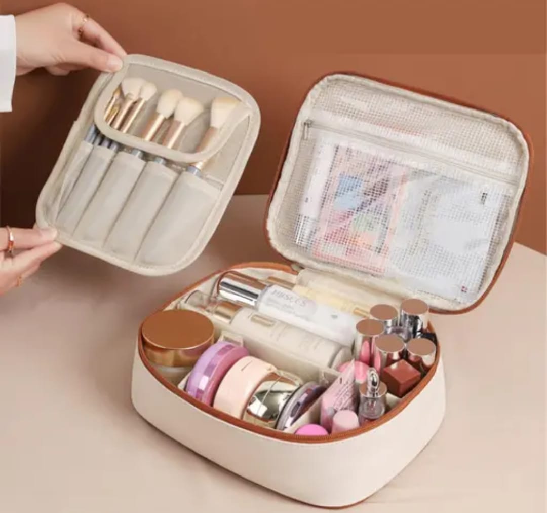 make up kit 3 ShawMi Premium Travel Makeup Organizer Bag | Large Cosmetic Storage Case with Handle - Image 3