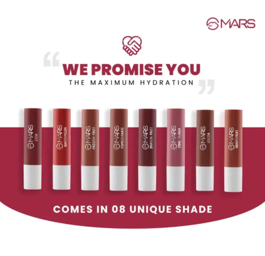 mars lip balm 3 MARS Passion Fruit tinted moisturizing lip balm with a natural glossy finish and passion fruit illustration.